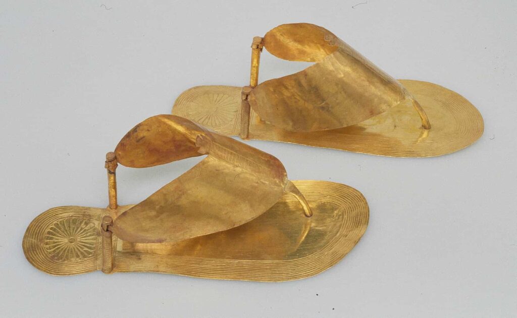 Pair of funerary sandals dated from about 1479–1425 B.C. Kingdom of Thutmose III.