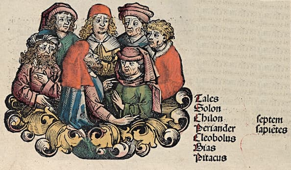 The Seven Sages in The Nuremberg Chronicle (1493).