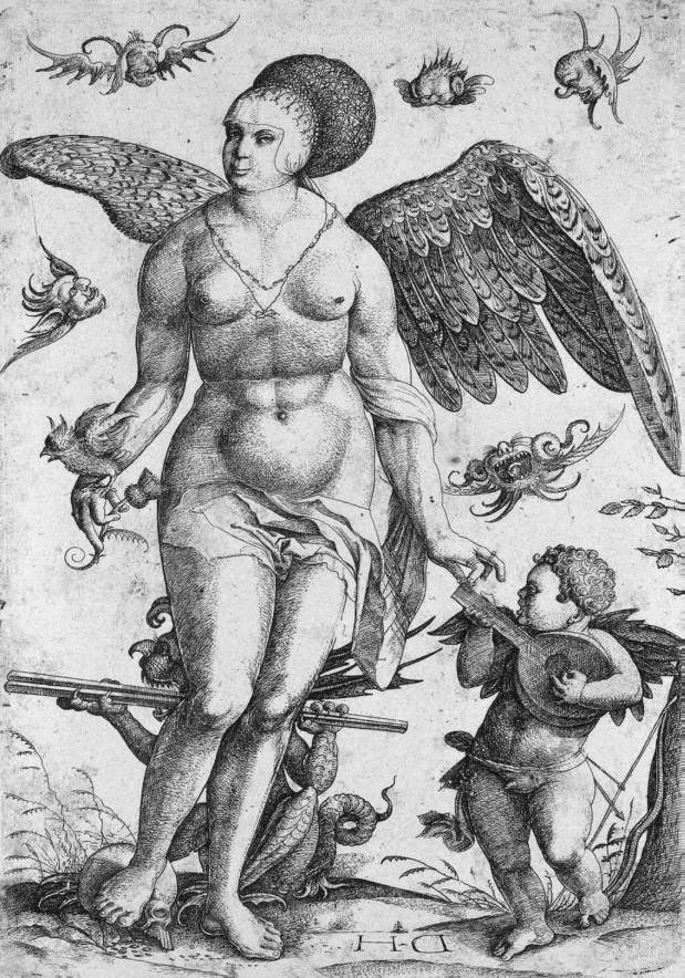 Voluptas, the Roman equivalent of Hedone, by Daniel Hopfer circa 1500.