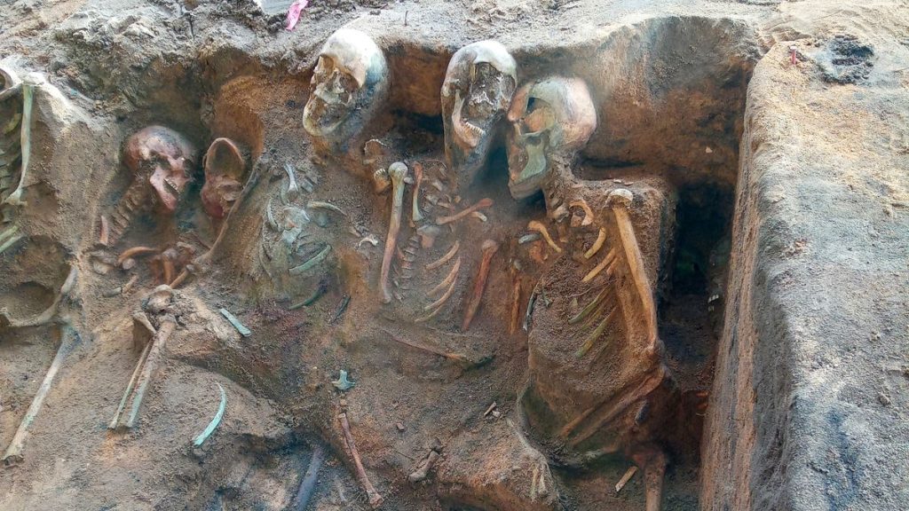 Mass grave of plague victims.