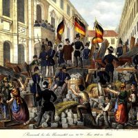 The revolutionary barricades in Vienna in May 1848