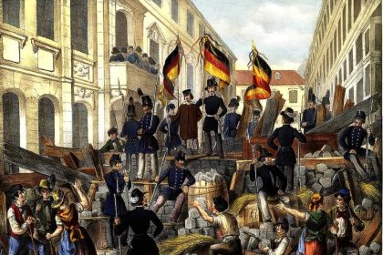 The revolutionary barricades in Vienna in May 1848