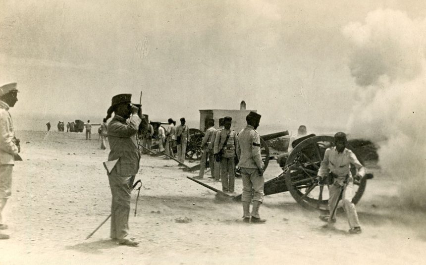 Spanish artillery firing outside Melilla during the Rif War.