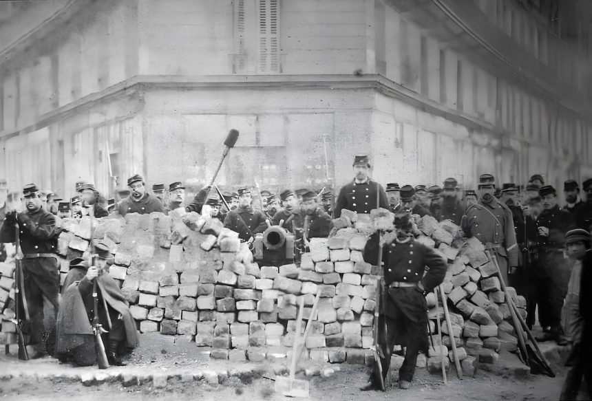 Barricade at the corner of boulevards Voltaire and Richard-Lenoir during the Paris Commune of 1871