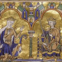 Blanche of Castile and King Louis IX of France, from Toledo Moralized Bible of St Louis, circa 1227-1234