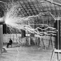 Nikola Tesla in a laboratory in Colorado Springs. Circa 1899