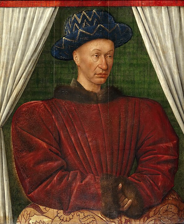 Portrait of Charles VII, by Jean Fouquet, circa 1445 or 1450, Musée du Louvre.