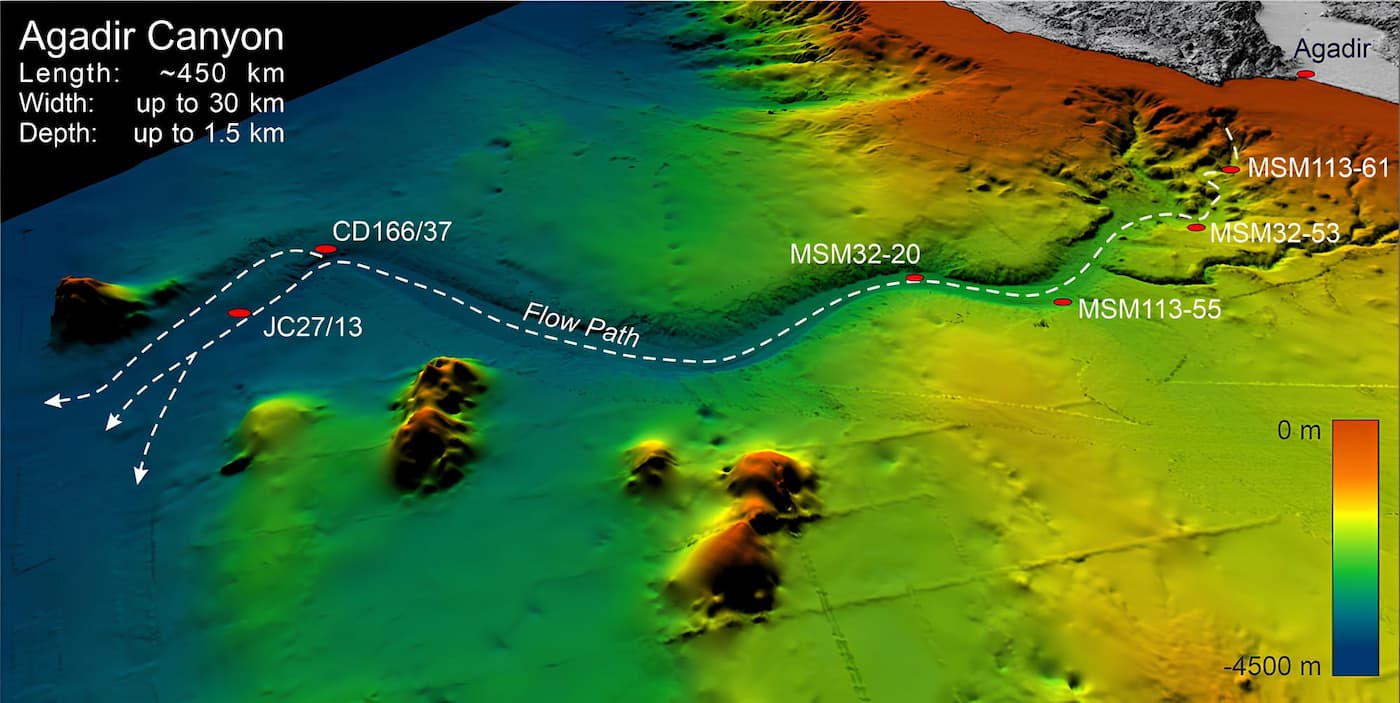 submarine landslide occurred in the submarine Agadir Canyon