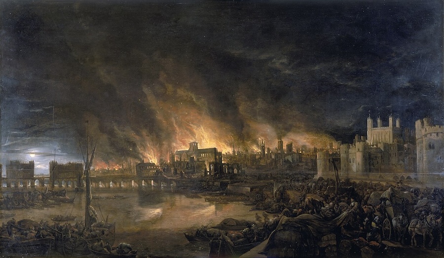 The Great Fire of London, depicted by an unknown painter (1675