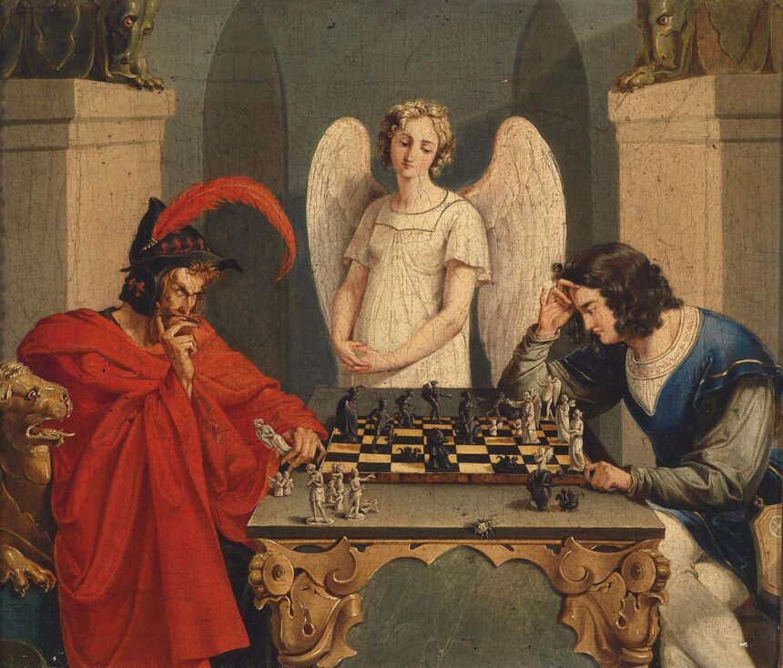 Checkmate painting by Moritz Retzsch