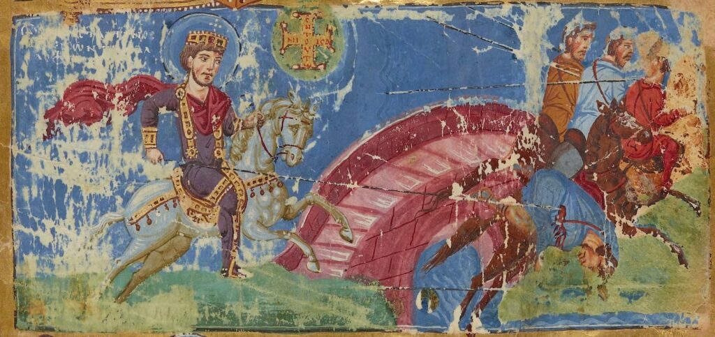 Constantine's vision and the Battle of the Milvian Bridge in a 9th-century Byzantine manuscript