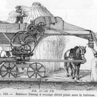 Drawing of a horse-powered thresher from a French dictionary