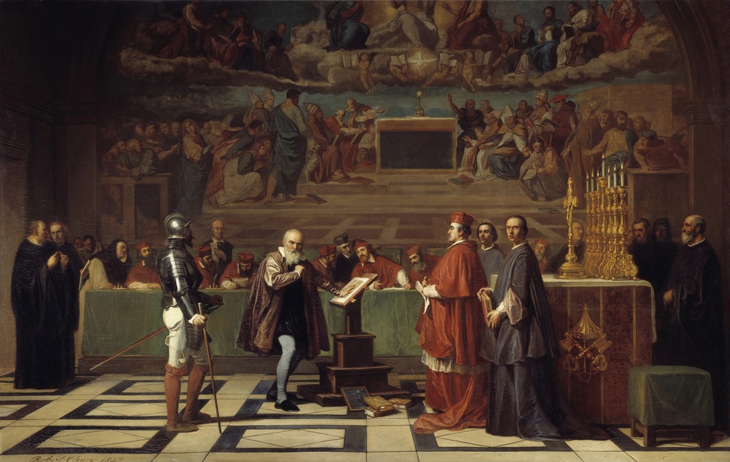 Galileo before the trial of the Inquisition. Painting by Joseph-Nicolas Robert-Fleury. 1847