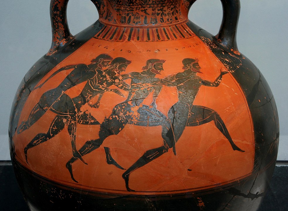 Greek vase depicting runners at the Panathenaic Games c. 530 BC