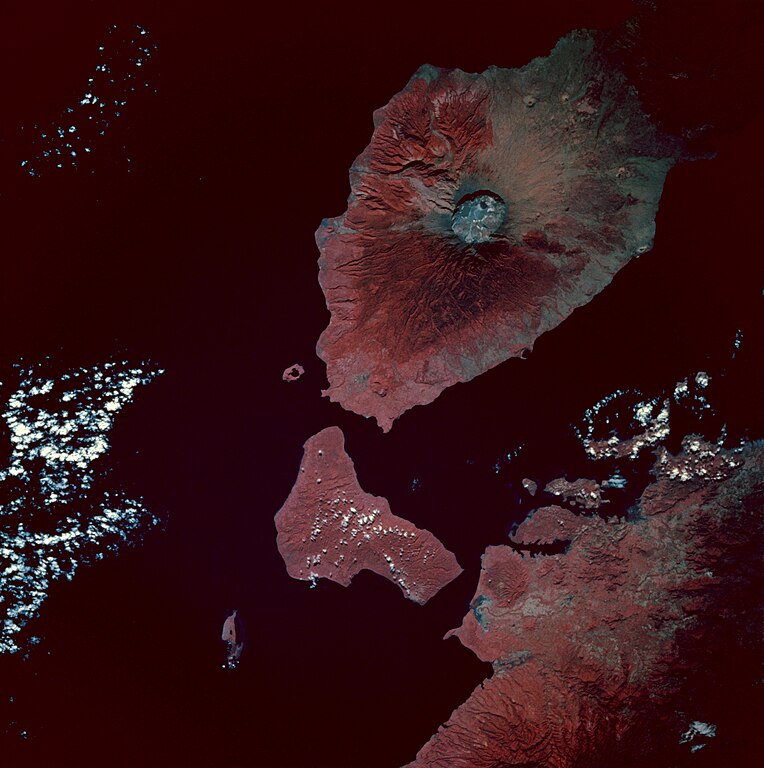 Infrared image of Mount Tambora, Sumbawa Island, Indonesia