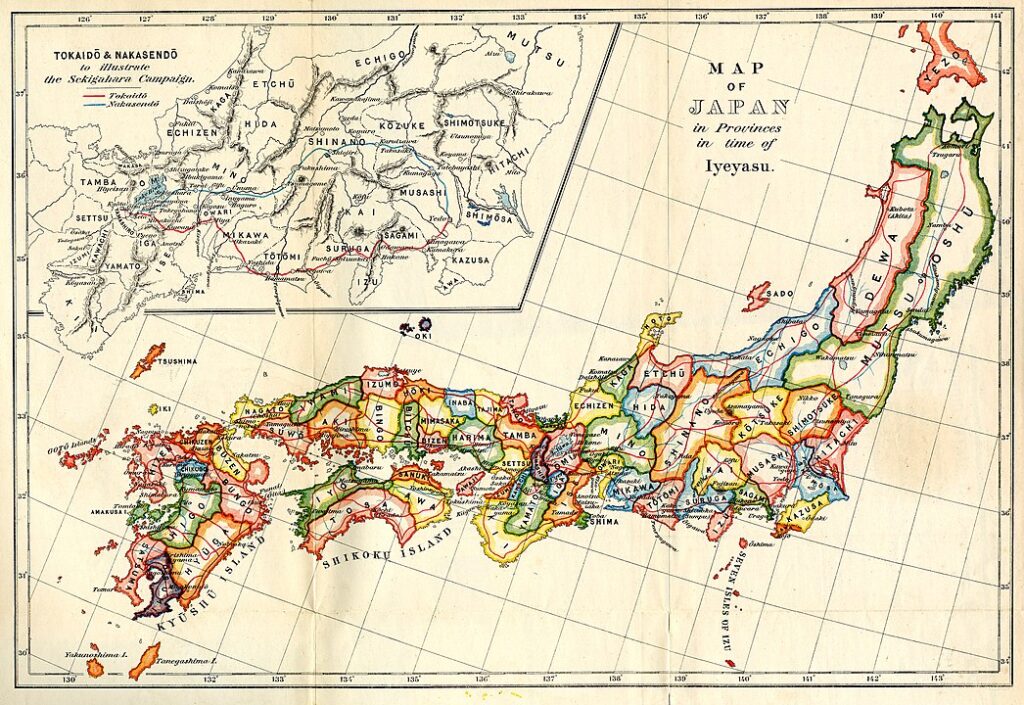 Location of Tokugawa Shogunate japan map