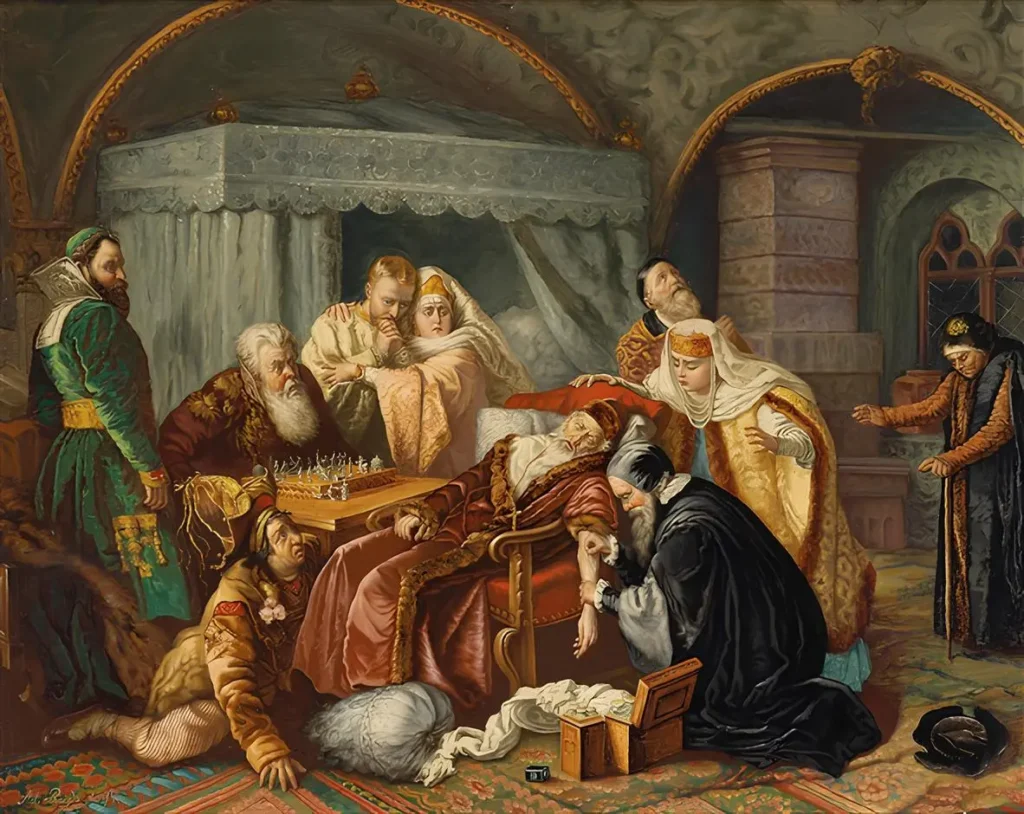 The Death of Ivan the Terrible after a Game of Chess by Adolf Russ