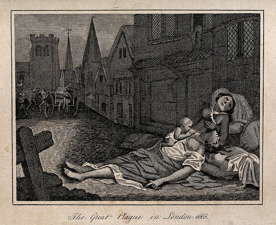 Two women lying dead in a London street plague