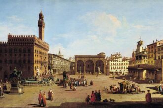 View of the Piazza Sancti Annunciatore. Painting by Giuseppe Zocchi.