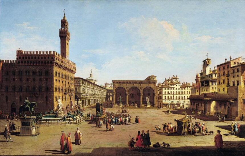 View of the Piazza Sancti Annunciatore. Painting by Giuseppe Zocchi.