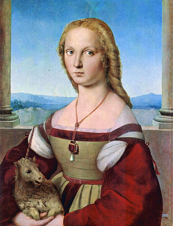 Portrait of Young Woman with Unicorn