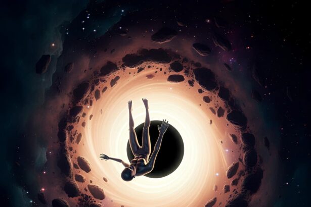 human falling into a black hole