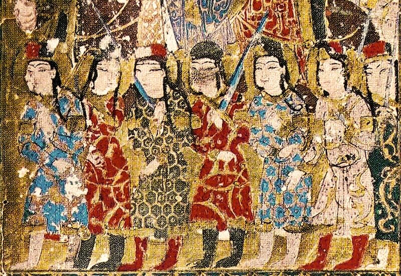 Zengid soldiers, armed with long swords and wearing Turkic military dress