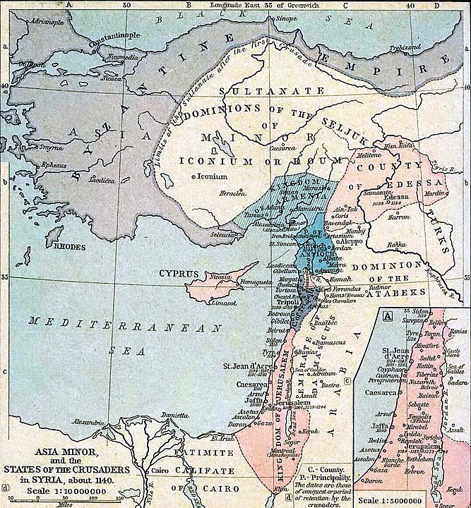 Crusader states of the Near East in 1140