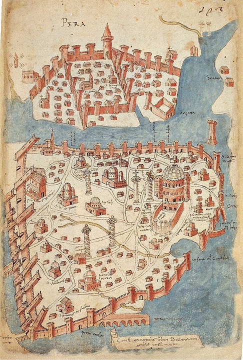 Map of Constantinople around 1420, after Cristoforo Buondelmonti