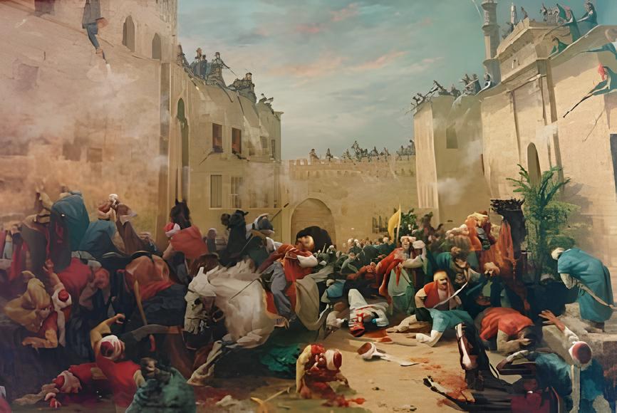 Massacre of the Mamelukes at the Cairo citadel in 1811.