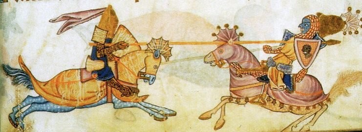 Richard the Lionheart and Saladin. Miniature of the thirteenth century.