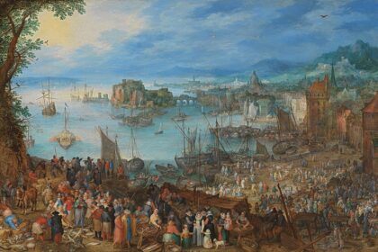 The great fish market. Painting by Jan Brueghel the Elder.