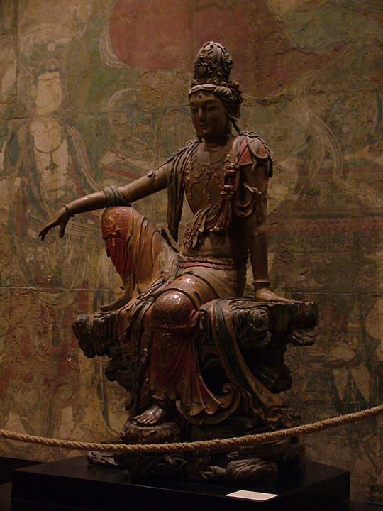 A Liao dynasty (907–1125) polychrome wood-carved statue of Guanyin, Shanxi