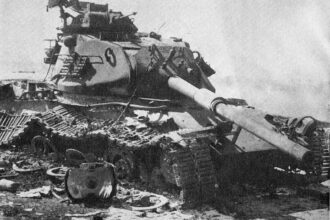 An Israeli M60 Patton tank destroyed in the Sinai