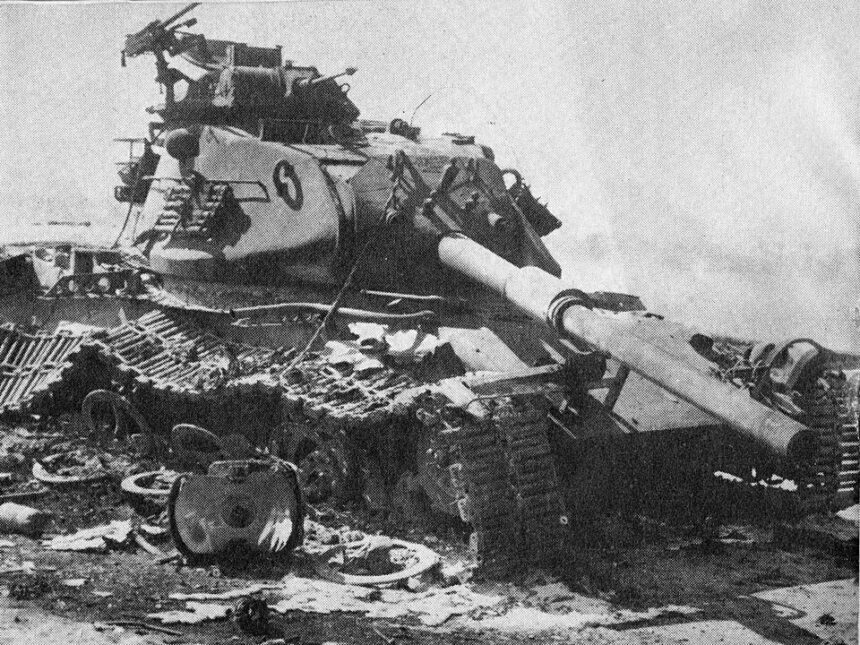 An Israeli M60 Patton tank destroyed in the Sinai