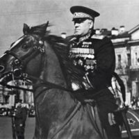Zhukov at a post-war victory parade in Sverdlovsk, between 1948–1950
